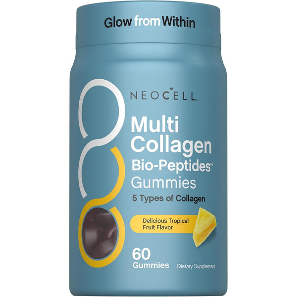 Multi Collagen Bio-Peptides Gummies | 60 Ct | Tropical Flavor | Type I, II, III, V, X | Advanced Bioactive Formula