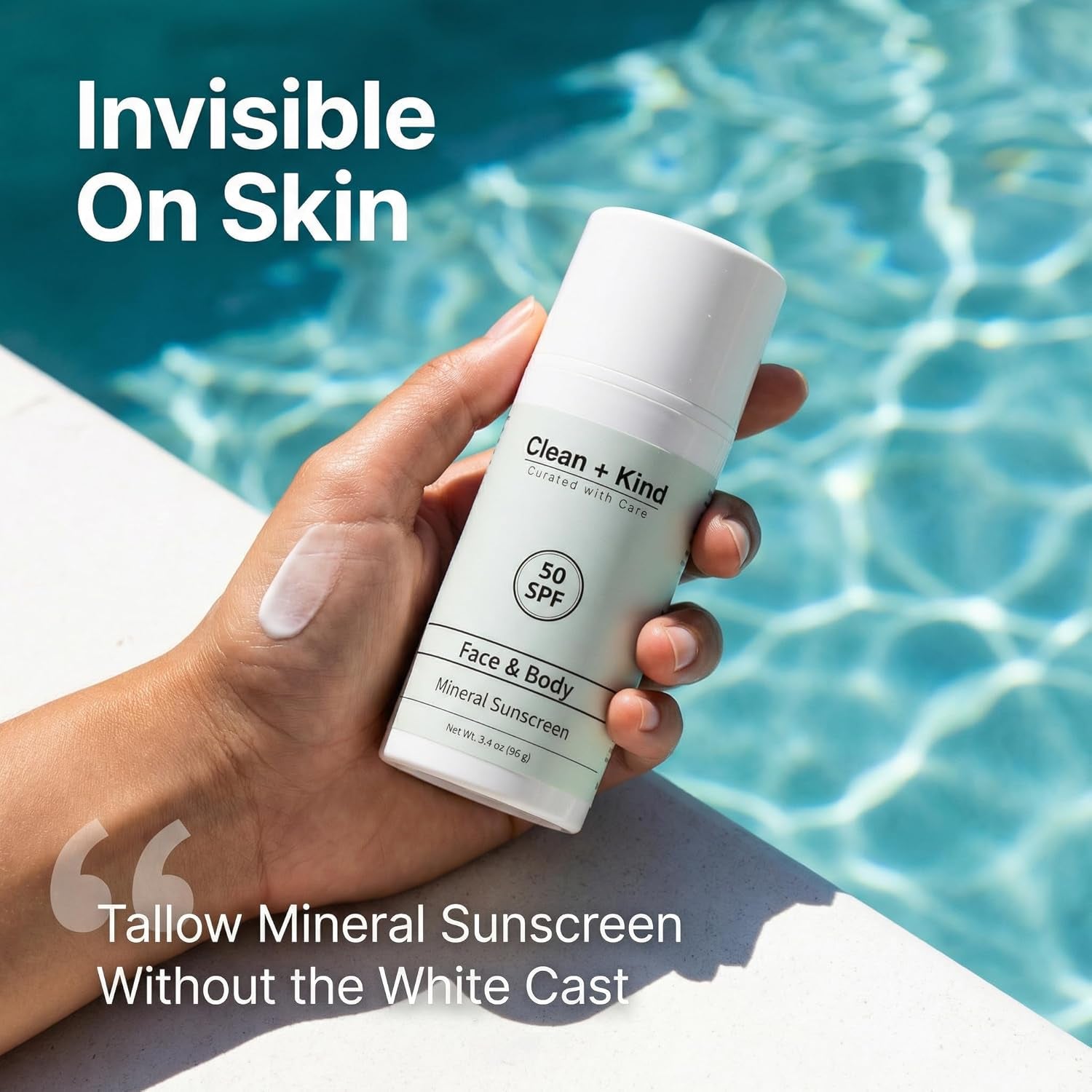 Tallow Sunscreen SPF 50 with Non-Nano Zinc Oxide – Natural Mineral, Reef-Safe & Non-Toxic Sunblock for Face & Body – Non-Greasy, Moisturizing Protection for Sensitive Skin (3.4 Oz)