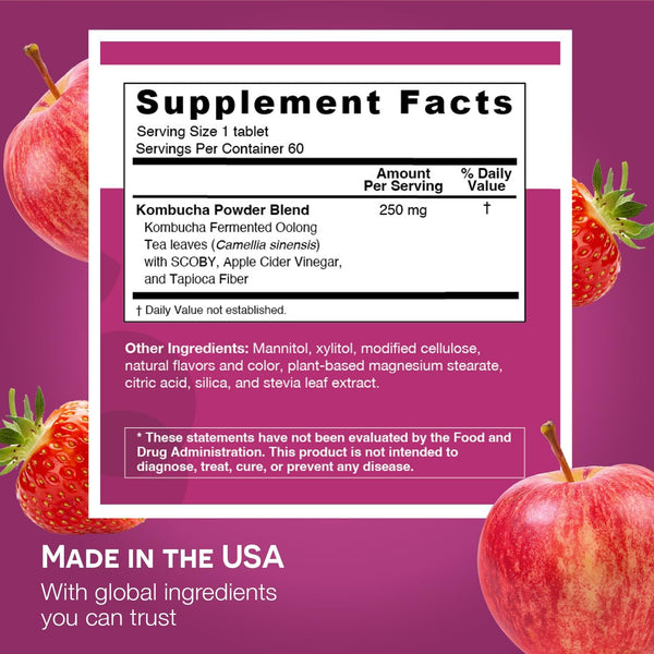 EZ Melts Kombucha Dissolvable Vitamins – 60 Tablets | Gut Health & Antioxidant Support, Sugar-Free, Vegan