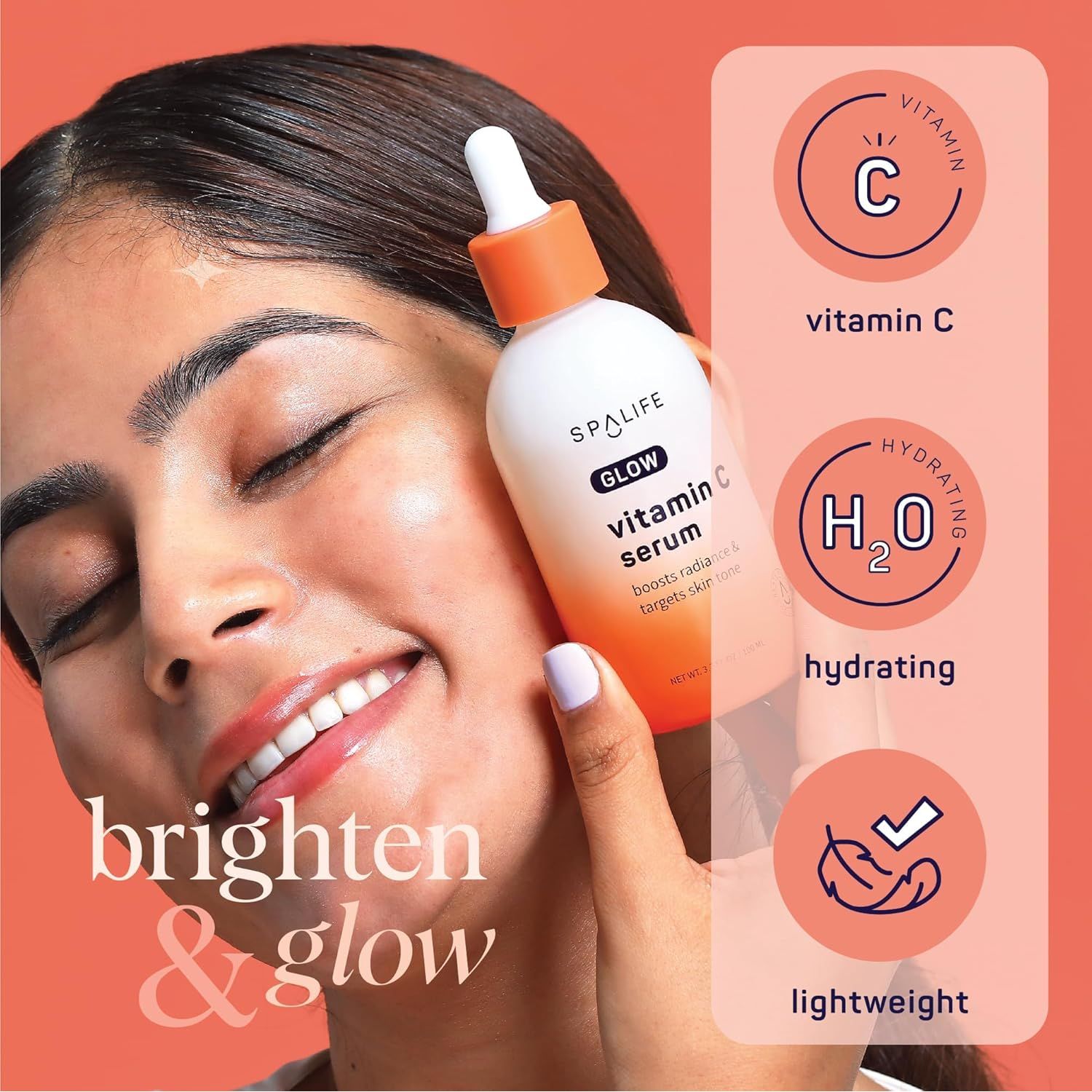 SpaLife GLOW Vitamin C Serum – 100ml | Brightening, Radiance & Pore Refining