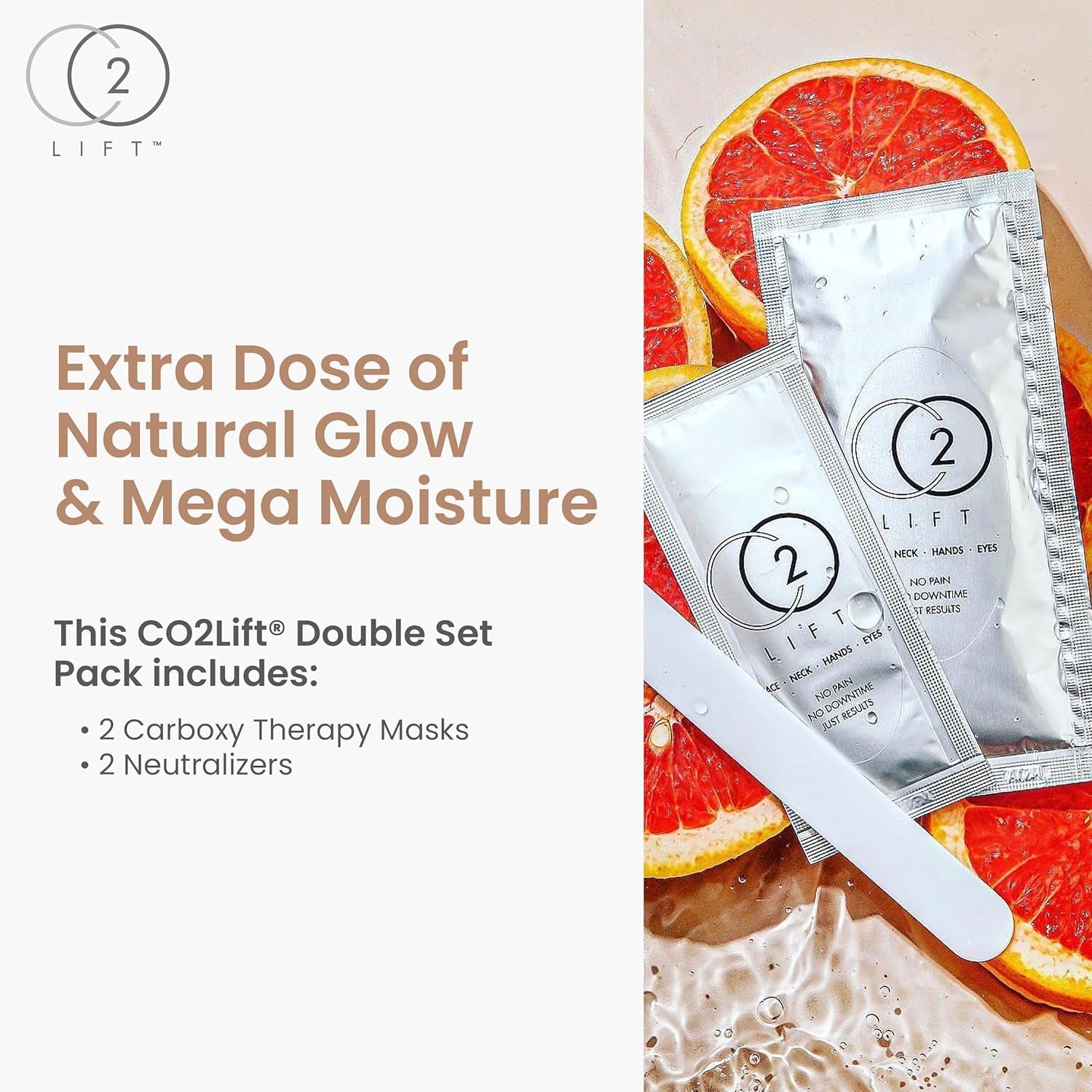 Carboxy Gel Treatment – 2-Pack CO2 Lifting Facial Mask for Puffy Eyes, Wrinkles, Dark Circles, Hydrating, Brightening, Tightening Anti-Aging Skincare