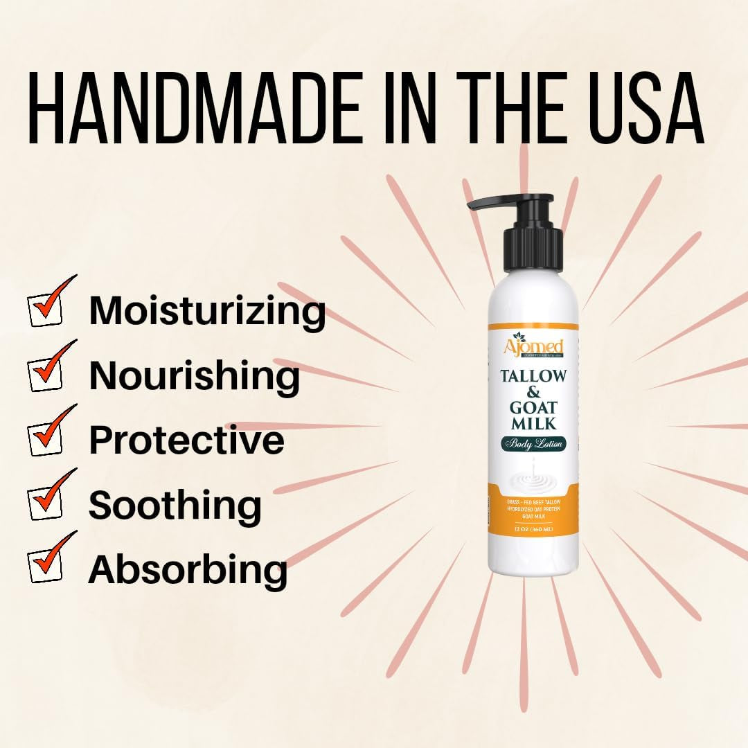 Ajomed Tallow & Goat Milk Body Lotion – 227g | Deeply Nourishing, Hydrating & Sustainable Skincare