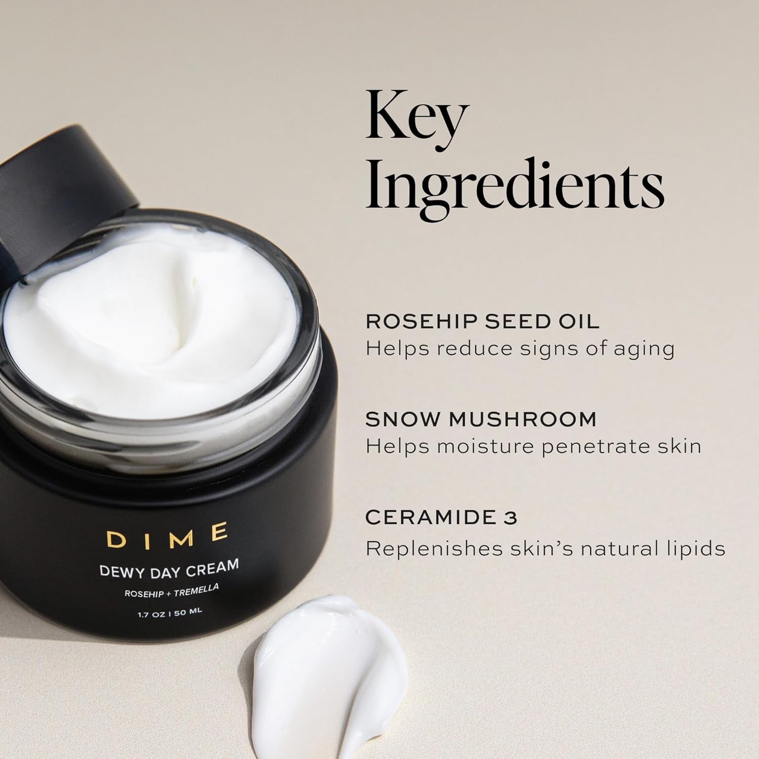 DIME Dewy Day Cream – 50ml | Lightweight, Vegan Daily Moisturiser for Hydration, Firmness & Radiance