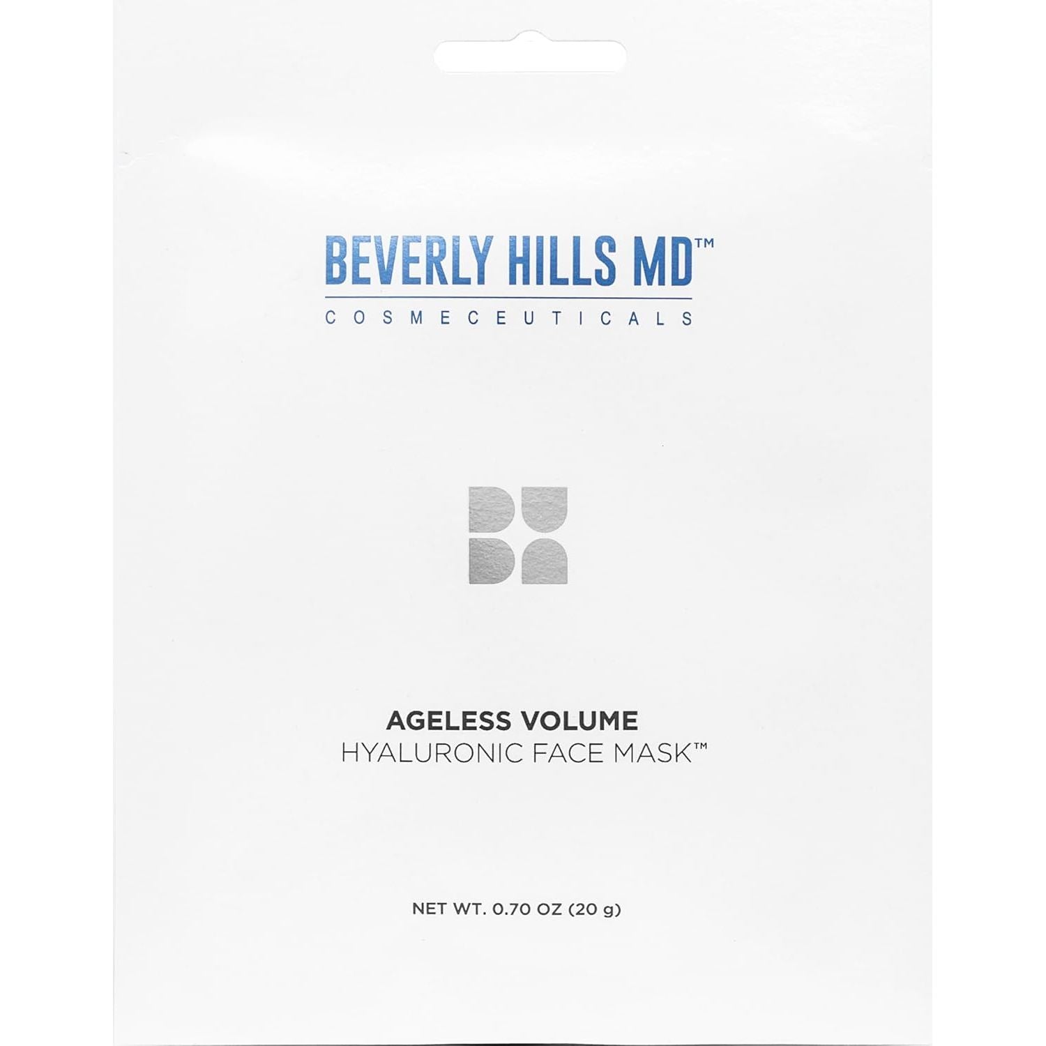 Ageless Volume Hyaluronic Face Mask- Reduce Appearance of Wrinkles, anti Aging Formula for Plump, Moisturized Skin- 8 Pack- Hydrating & Firming Gentle Sheet Mask