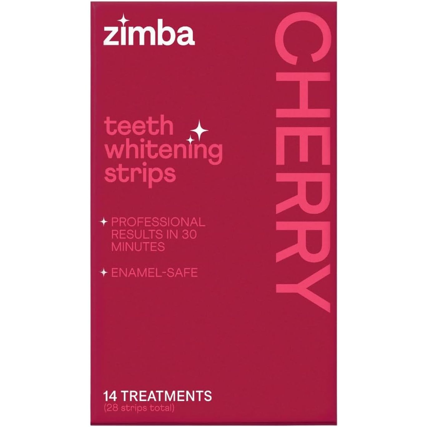 Zimba Cherry Teeth Whitening Strips – 14 Treatments (28 Strips) | Remove Stains, Whiten Teeth & Sweeten Breath