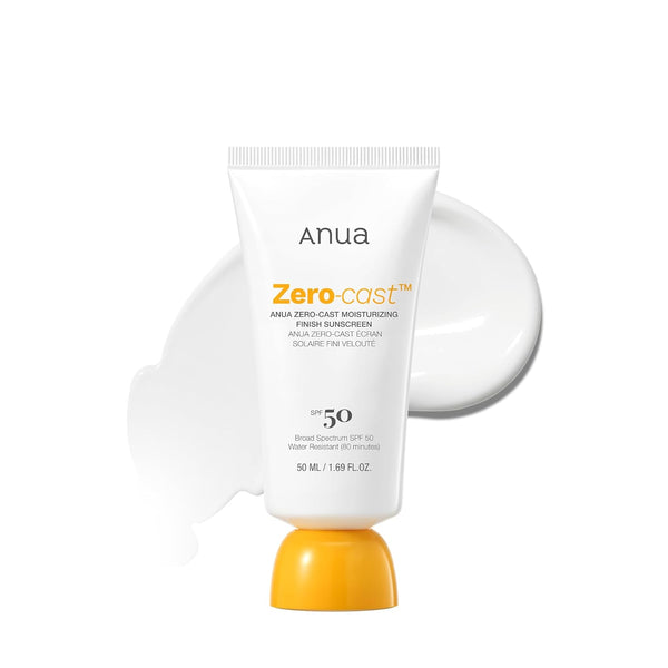 Anua Zero-Cast Moisturizing Finish Sunscreen SPF 50 – 50ml | No White Cast, Hydrating & Skin-Perfecting UV Protection