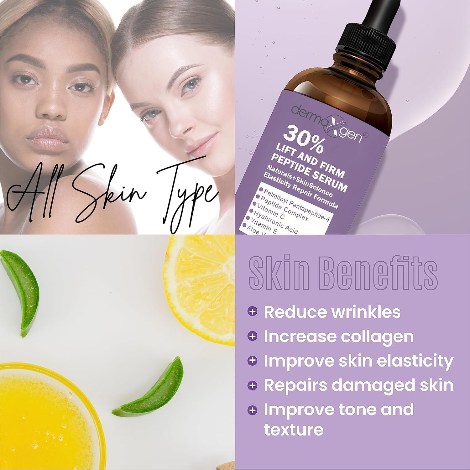 DERMAXGEN 30% Lift & Firm Peptide Serum – 120ml | Advanced Firming & Hydration for Smooth, Youthful Skin