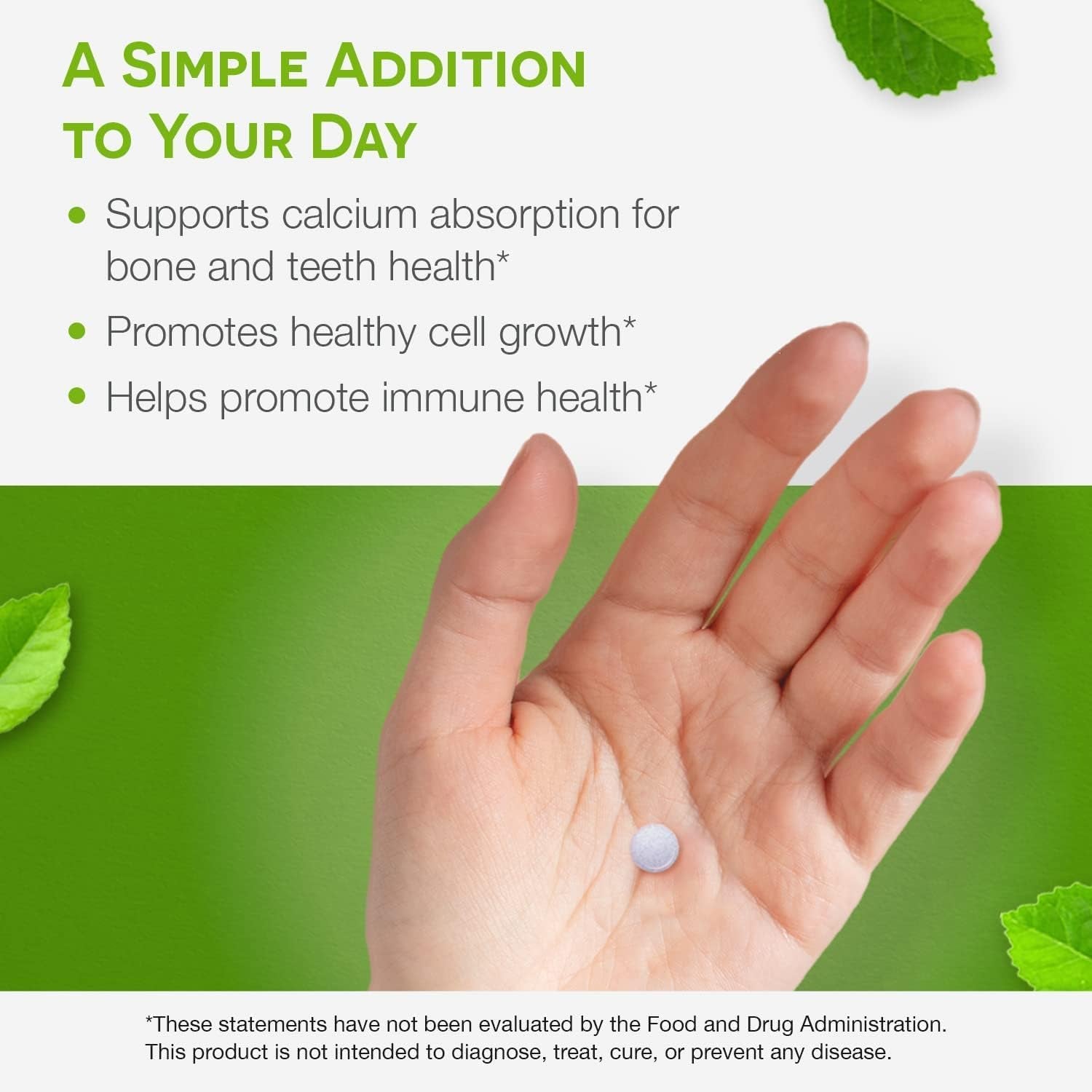 EZ Melts Dissolvable Vitamin D3 5,000 IU – 90 Tablets | Fast-Melting Green Apple Immune & Bone Support