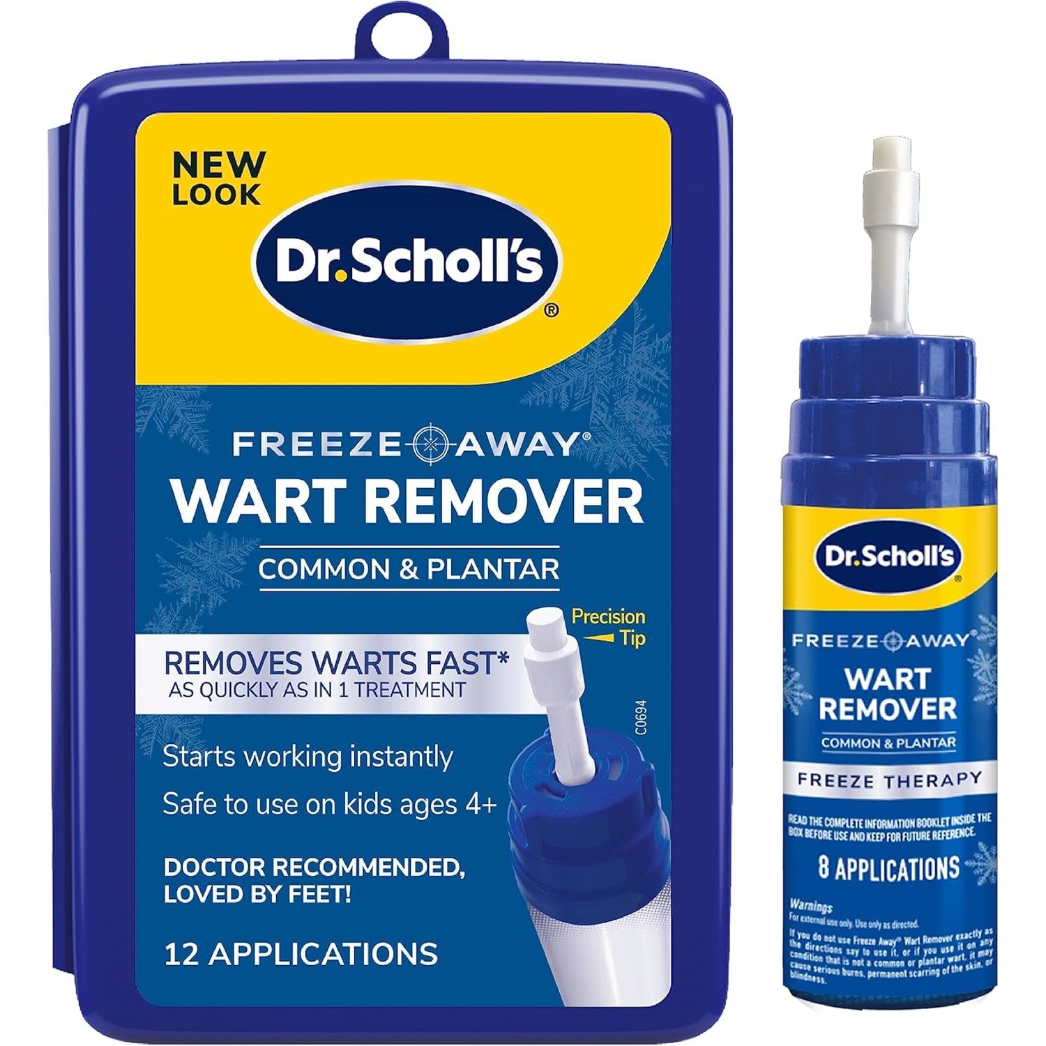 Dr. Scholl's Freeze Away Wart Remover – 12 Cryotherapy Treatments | Fast, Doctor-Recommended Wart Removal for Common & Plantar Warts