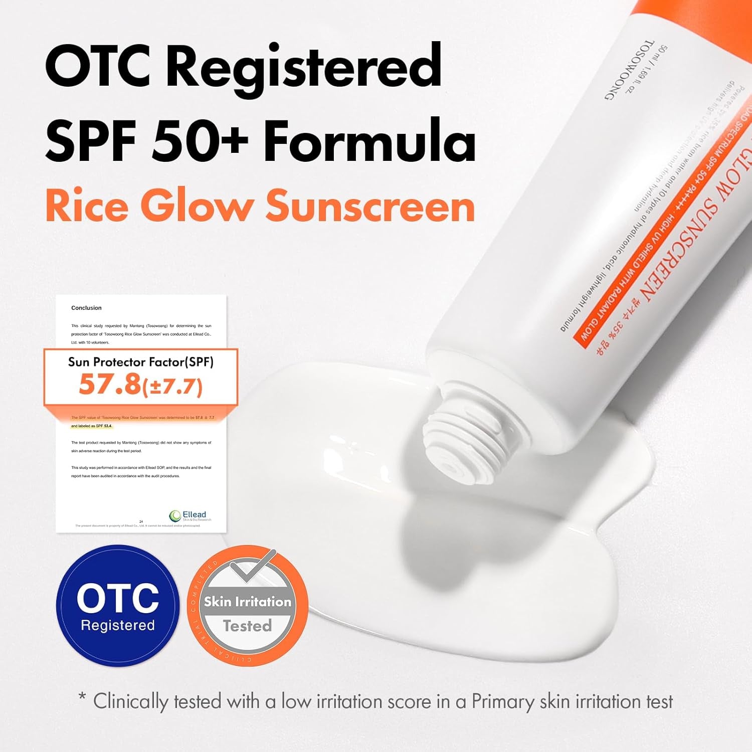 Rice Glow Sunscreen, SPF50+ Broad Spectrum Korean Sunscreen for Face, Dewy Finish No White Cast, Non-Greasy Hydrating SPF Moisturizer with Rice Bran Water for Glass Skin, 50Ml / 1.69 Fl. Oz.