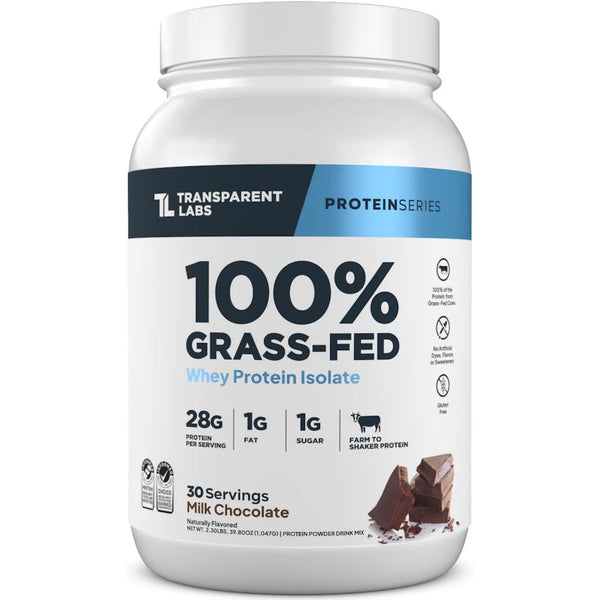 Grass-Fed Whey Protein Isolate - Naturally Flavored, Gluten Free Whey Protein Powder with 28G of Protein per Serving & 9 Amino Acids - 30 Servings, Milk Chocolate