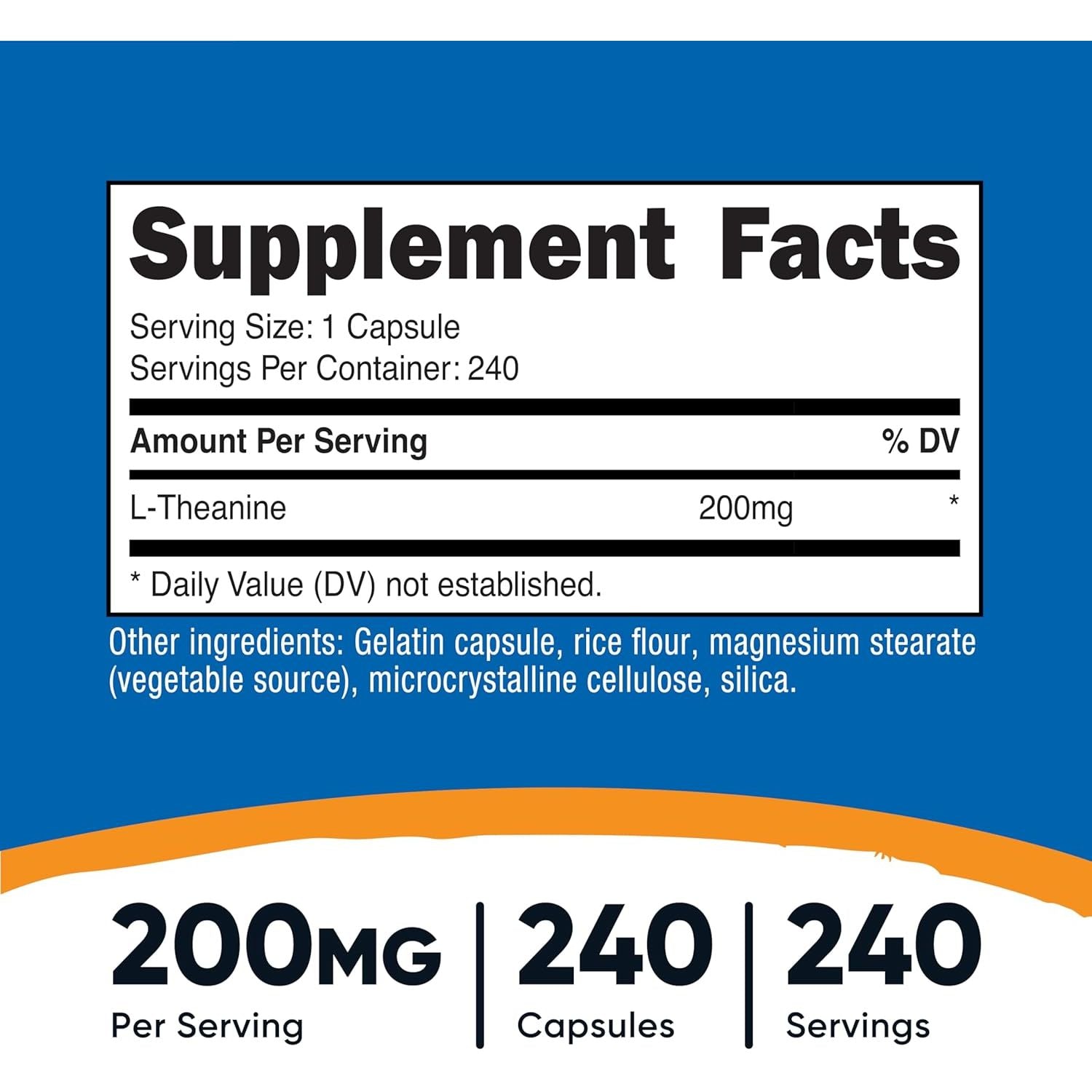 Nutricost L-Theanine 200mg – 240 Capsules | Double Strength Stress Relief & Relaxation Support