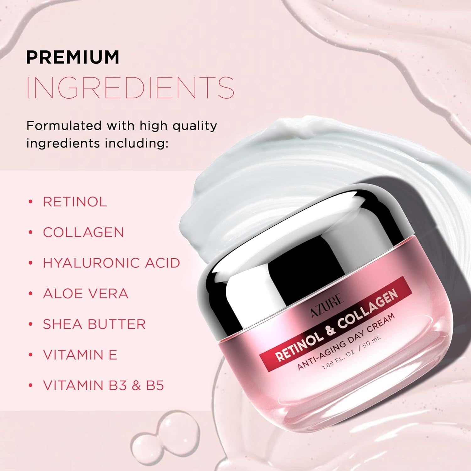 Azure Cosmetics Retinol & Collagen Anti-Aging Day Cream – 50ml | All-Day Hydration & Youthful Radiance