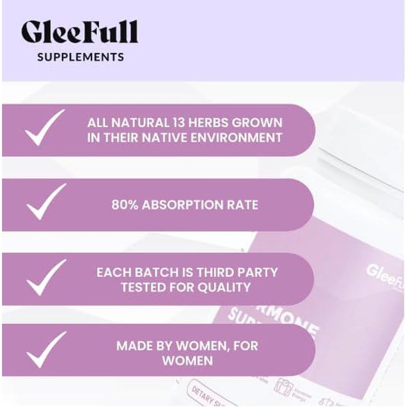 GleeFull Over 30 Hormone Support – 60 Capsules | Natural Menopause & Hormonal Balance Support with Maca Root & Ashwagandha