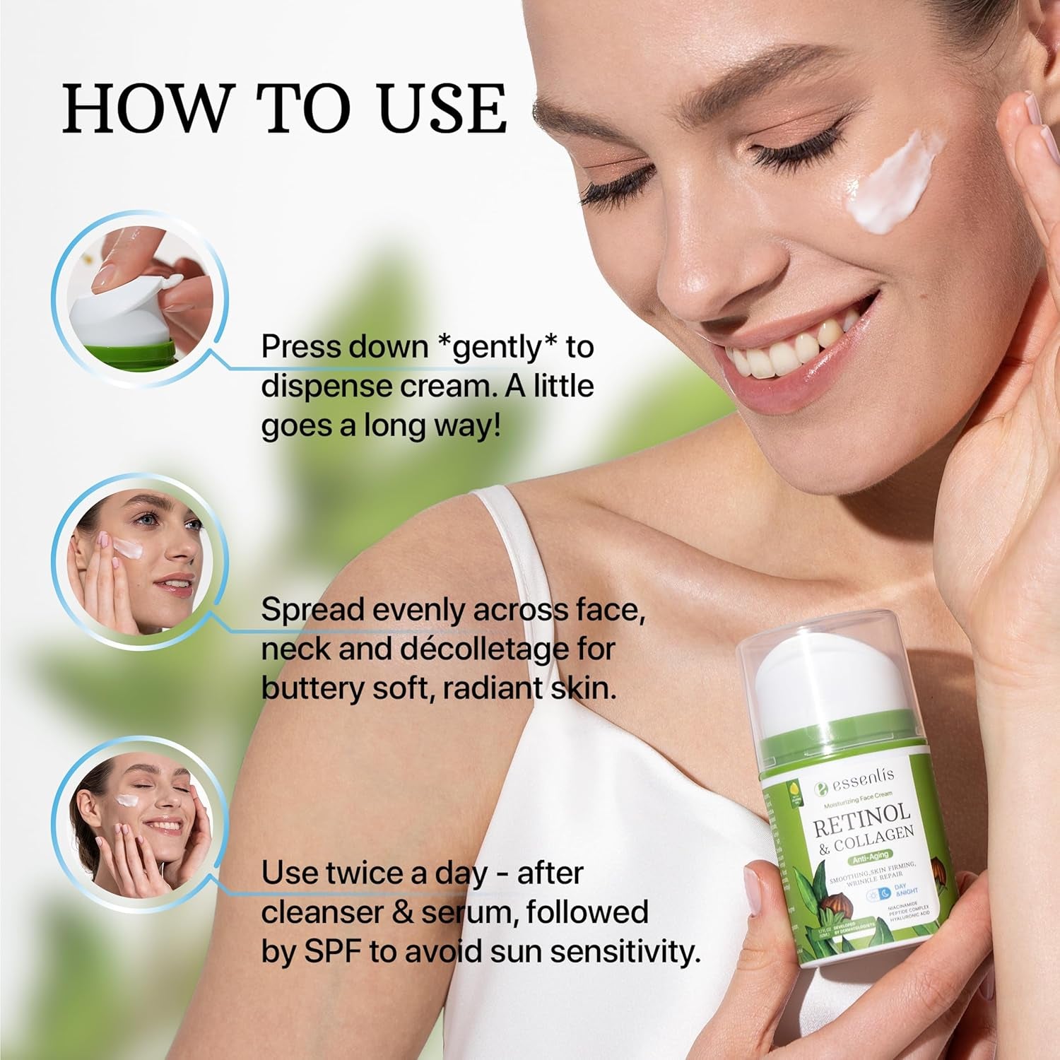 ESSENLIS Retinol & Collagen Anti-Aging Moisturizing Face Cream – 50ml | Firming, Wrinkle Repair & Deep Hydration