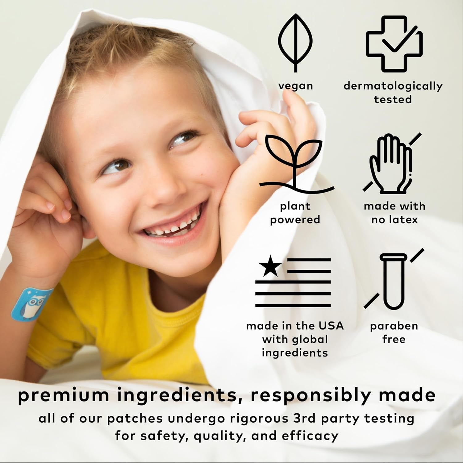 The Good Patch Nite Owl – 12 Patches | Natural Sleep Patch for Kids with Tart Cherry, Chamomile & Skullcap