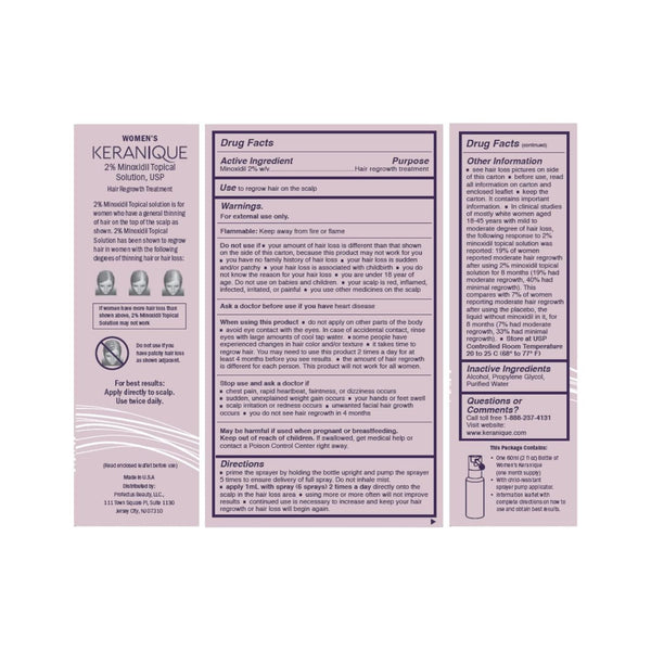 Keranique Women’s 2% Minoxidil Topical Solution – 60ml | Clinically Proven Hair Regrowth Treatment for Thicker, Fuller Hair