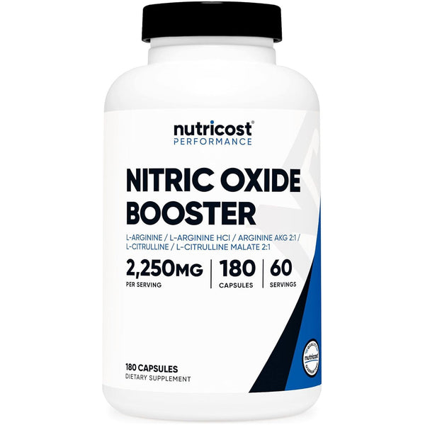 Nutricost Nitric Oxide Booster 2250MG – 180 Capsules | Boost Circulation, Energy & Performance