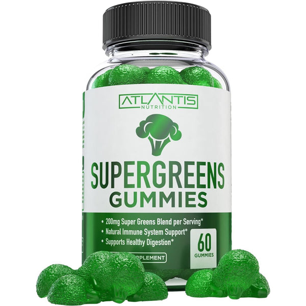Atlantis Nutrition Supergreens Gummies – 60 Gummies | Immune Support, Gut Health & Superfood Nutrition