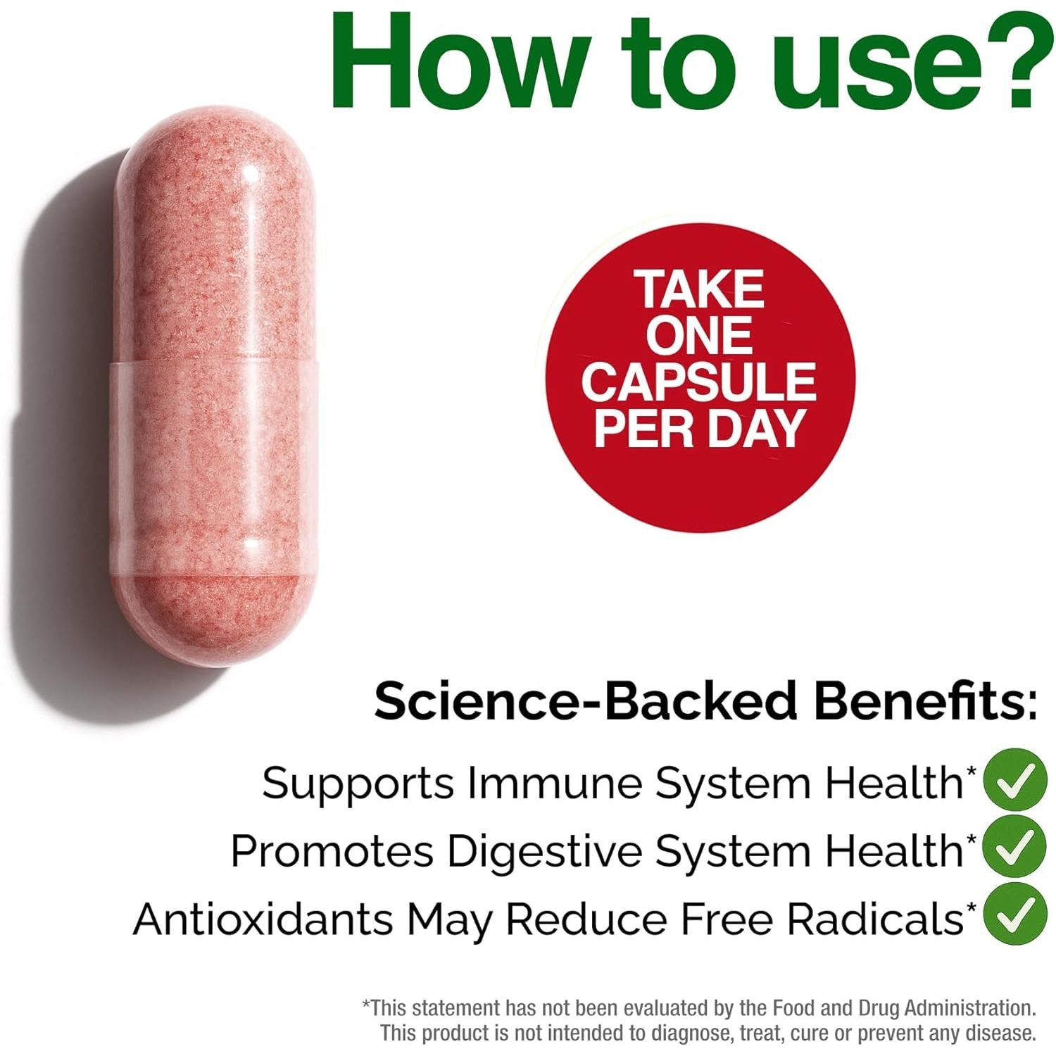 1000Mg Immune Support Capsules Made with 25 Organic Fruits and Vegetables, Strong Immunity Boosters with Vitamins A, C, D3, and Zinc, 60 Count