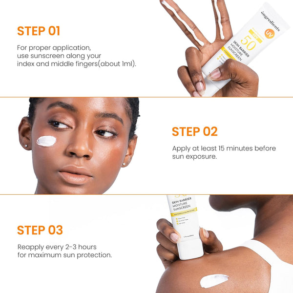 ONGREDIENTS Skin Barrier Moisture Sunscreen – 50ml | SPF 50, Hydrating & Glow-Boosting