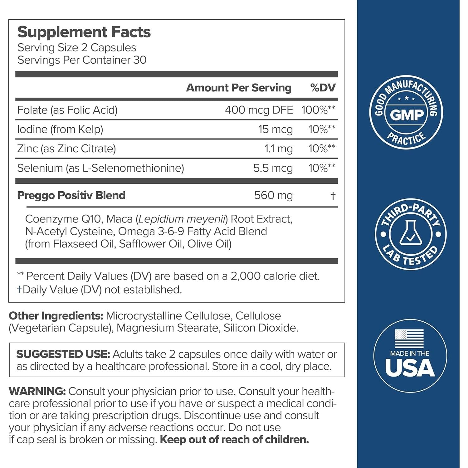 O Positiv Preggo Conception Support – 60 Capsules | OBGYN-Formulated Fertility Support with CoQ10, NAC, Folic Acid & Vegan Omega-3