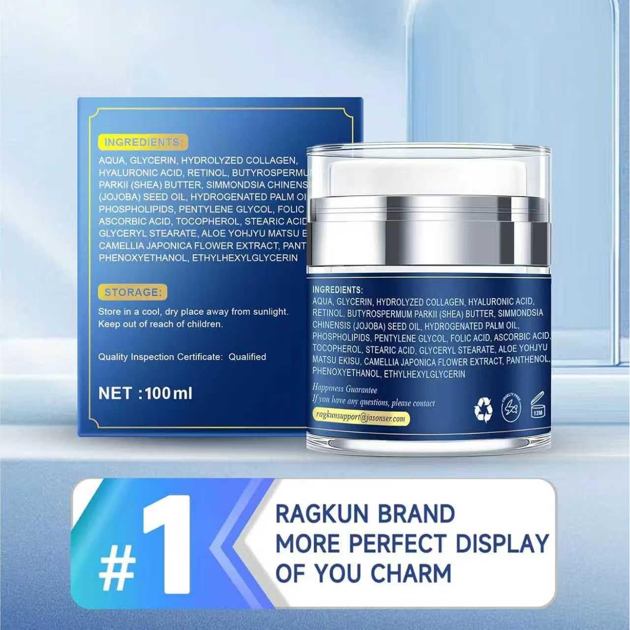 Ragkun Retinol Collagen Hyaluronic Acid Day & Night Cream – 100ml | Anti-Aging, Firming & Hydrating