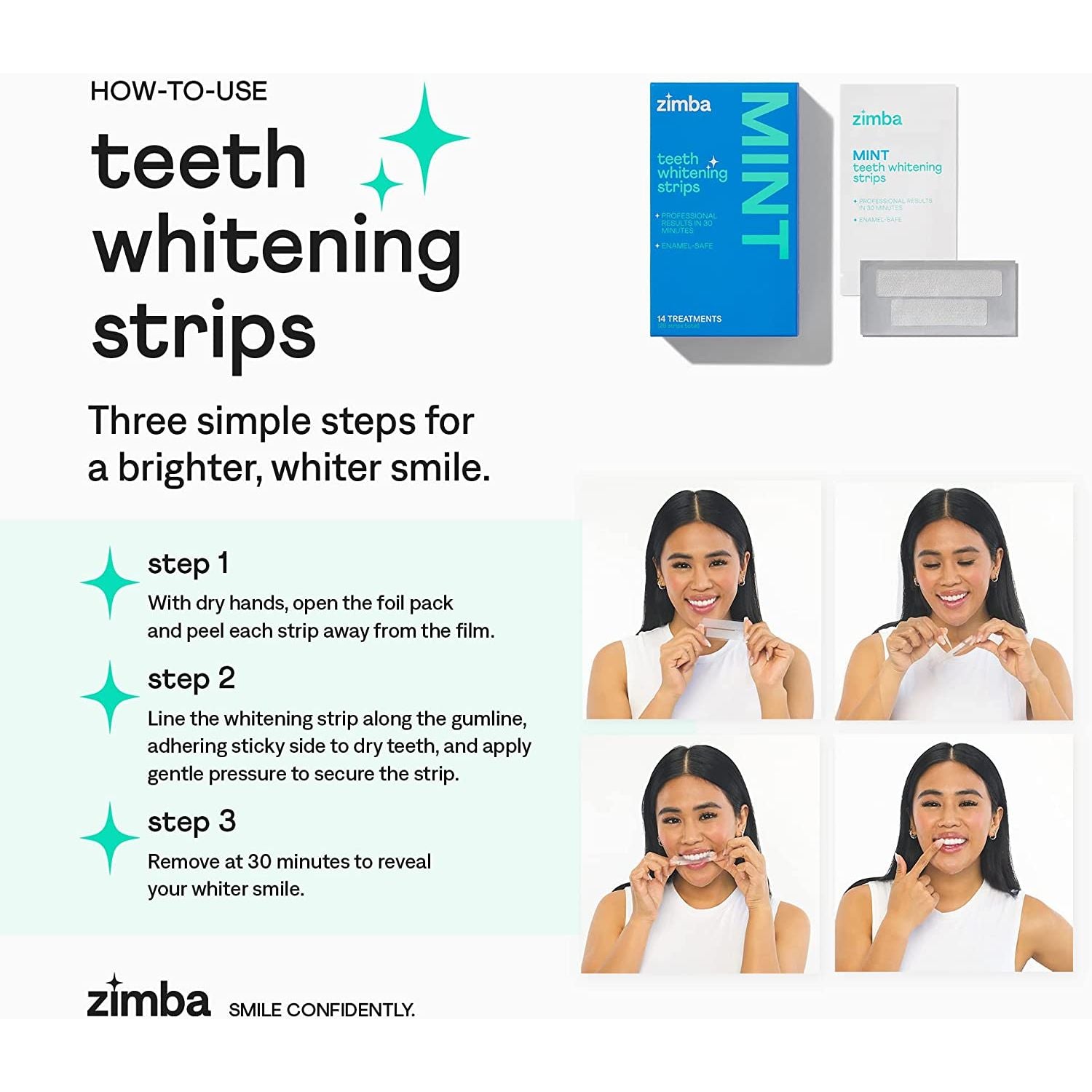 Zimba Watermelon Teeth Whitening Strips – 14 Treatments (28 Strips) | Whiten Teeth, Remove Stains & Refresh Breath