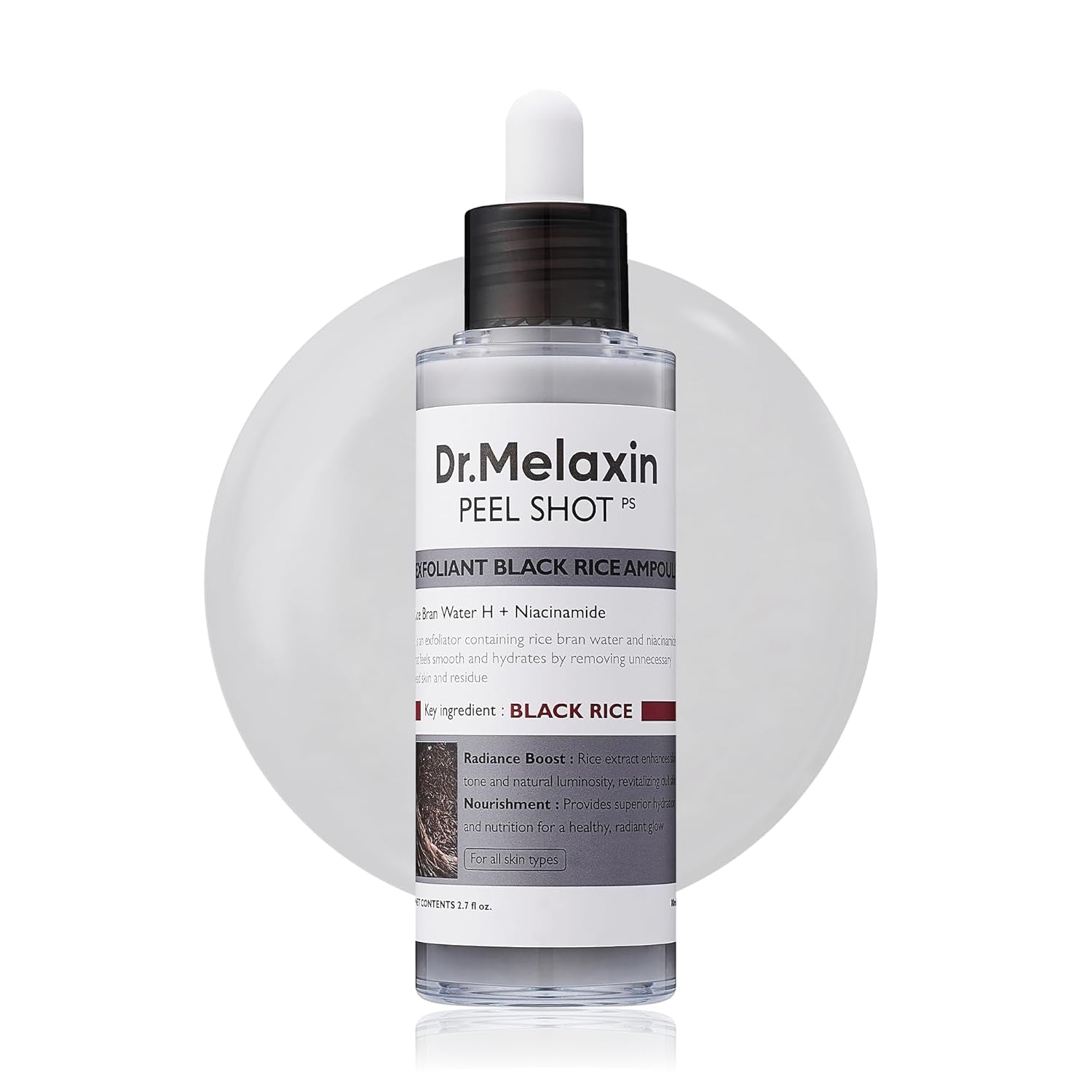 Dr.Melaxin Peel Shot Exfoliant Black Rice Ampoule – 80ml | 4-in-1 Exfoliating Glow Booster with Niacinamide & Black Rice