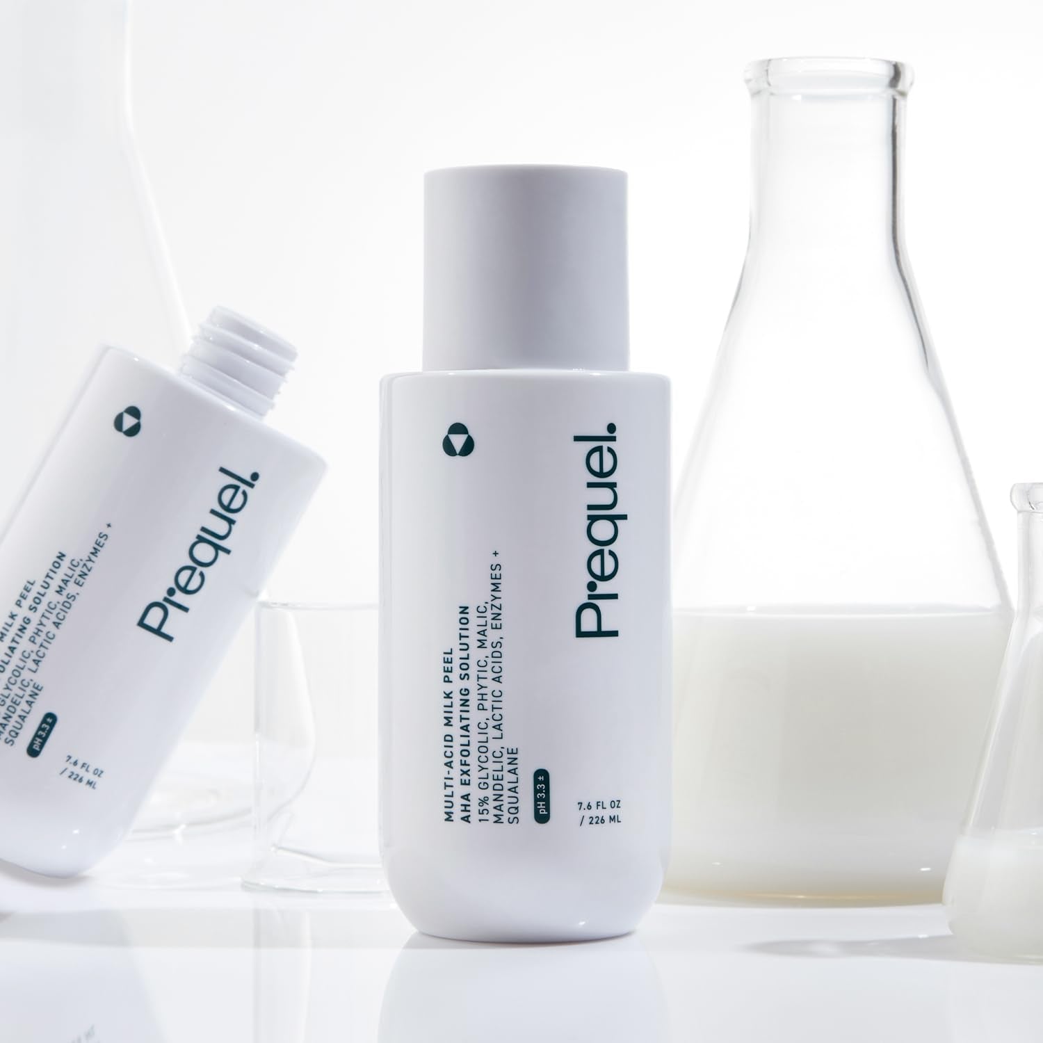 Skin Multi-Acid Milk Peel, Professional Exfoliating Solution. 15% Glycolic Acid Face Peel with Lactic Acid and Enzymes. Hydrating Chemical Exfoliant. Clinical Strength Formula, 7.6Oz Bottle.