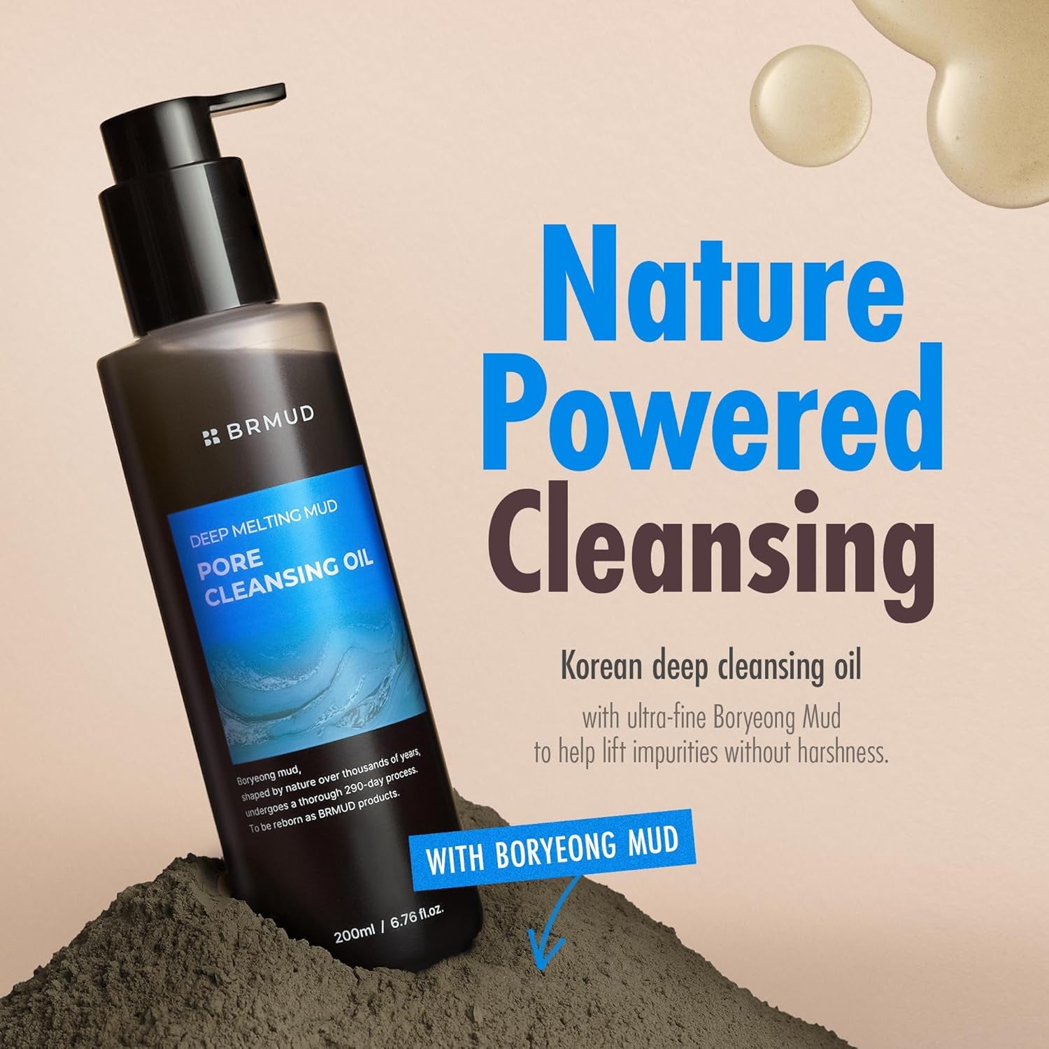 BRMUD Deep Melting Mud Pore Cleansing Oil – 200ml | Deep-Cleansing & Hydrating Face Oil