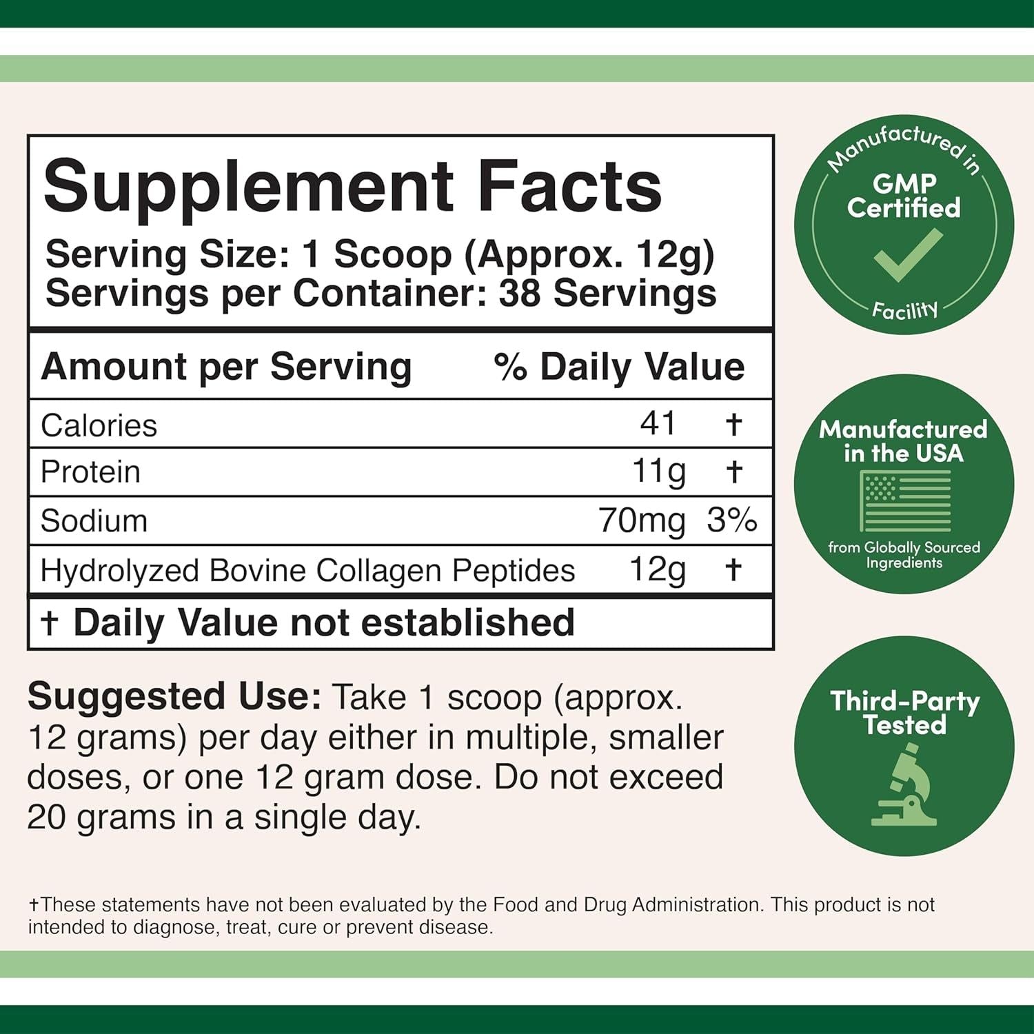 Double Wood Supplements Collagen Peptides Powder – 456g | Multi-Collagen for Skin, Hair & Joint Support