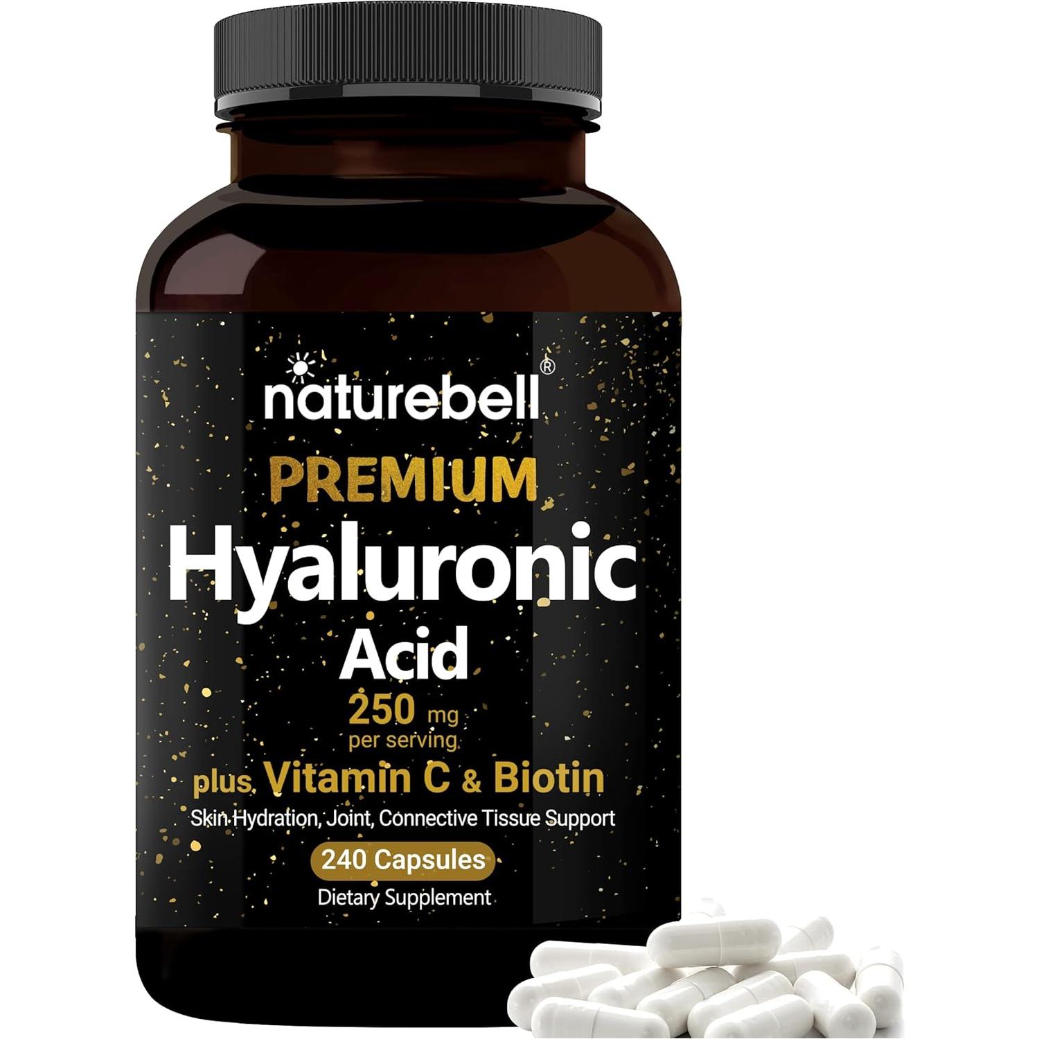 NatureBell Premium Hyaluronic Acid Supplements 250mg per serving (240 Capsules)