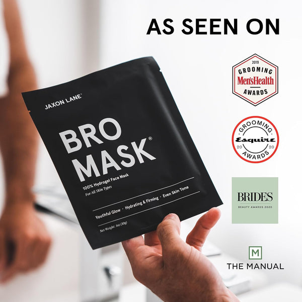 BRO MASK Premium Korean Face Mask for Men (4 X 1 Pack) - anti Aging Sheet Masks W/Hydrogel, Vitamin C, Hydrolyzed Collagen, & Hyaluronic Acid - Perfect Skin Care for Men
