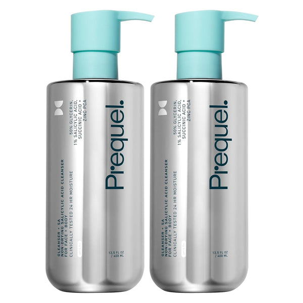 Prequel Gleanser + SA | Non-Drying Salicylic Acid Cleanser – 400ml (Pack of 2)