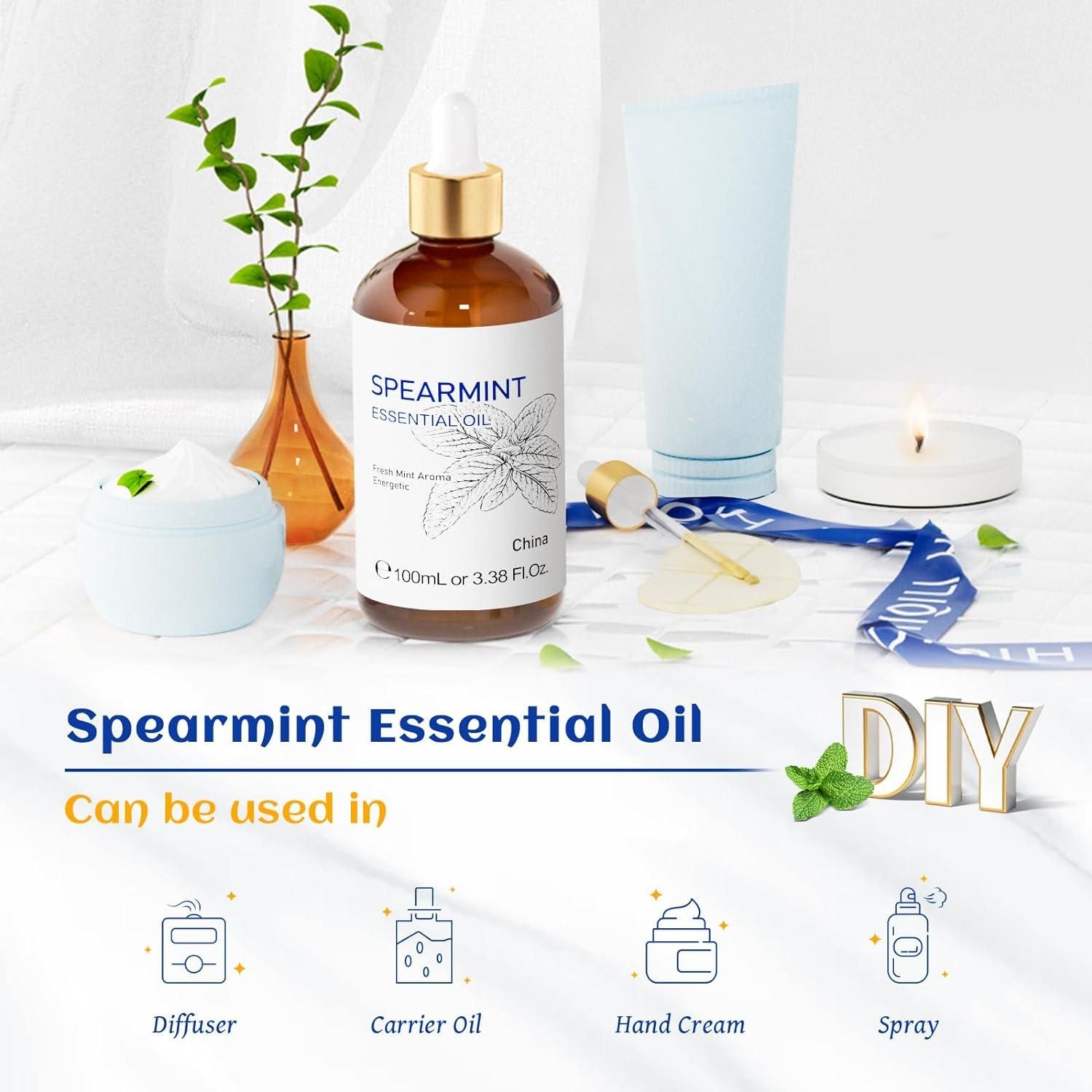 HIQILI Spearmint Essential Oil for Skin Care -100% Pure Treatment Grade - 100ml