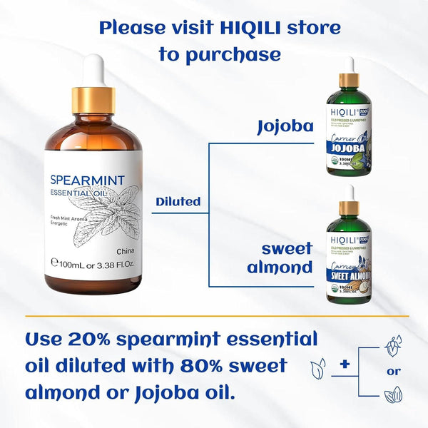 HIQILI Spearmint Essential Oil for Skin Care - 100% Pure Treatment Grade - 100ml - Glam Global UKHIQILI