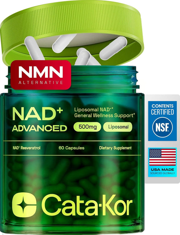 Cata-Kor NAD+ Advanced NMNH Alternative – 60 Capsules | Liposomal NAD+ & Resveratrol for Healthy Aging & Energy