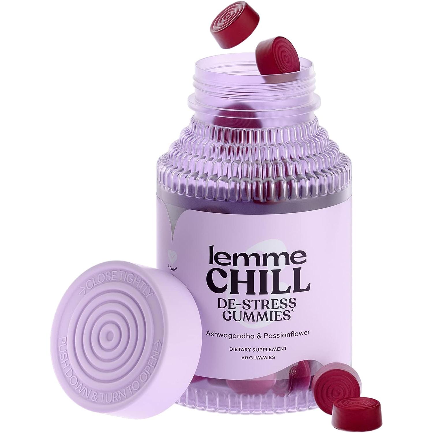 Lemme Chill De-Stress Relief Gummies with 300Mg KSM-66 Ashwagandha - Mixed Berry (60 Count)