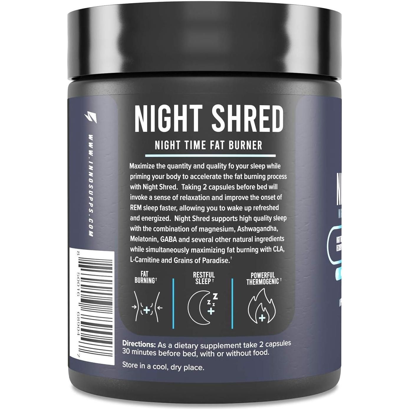 InnoSupps  Night Shred | Night Time Fat Burner and Natural Sleep Support (60 Vegetarian Capsules)