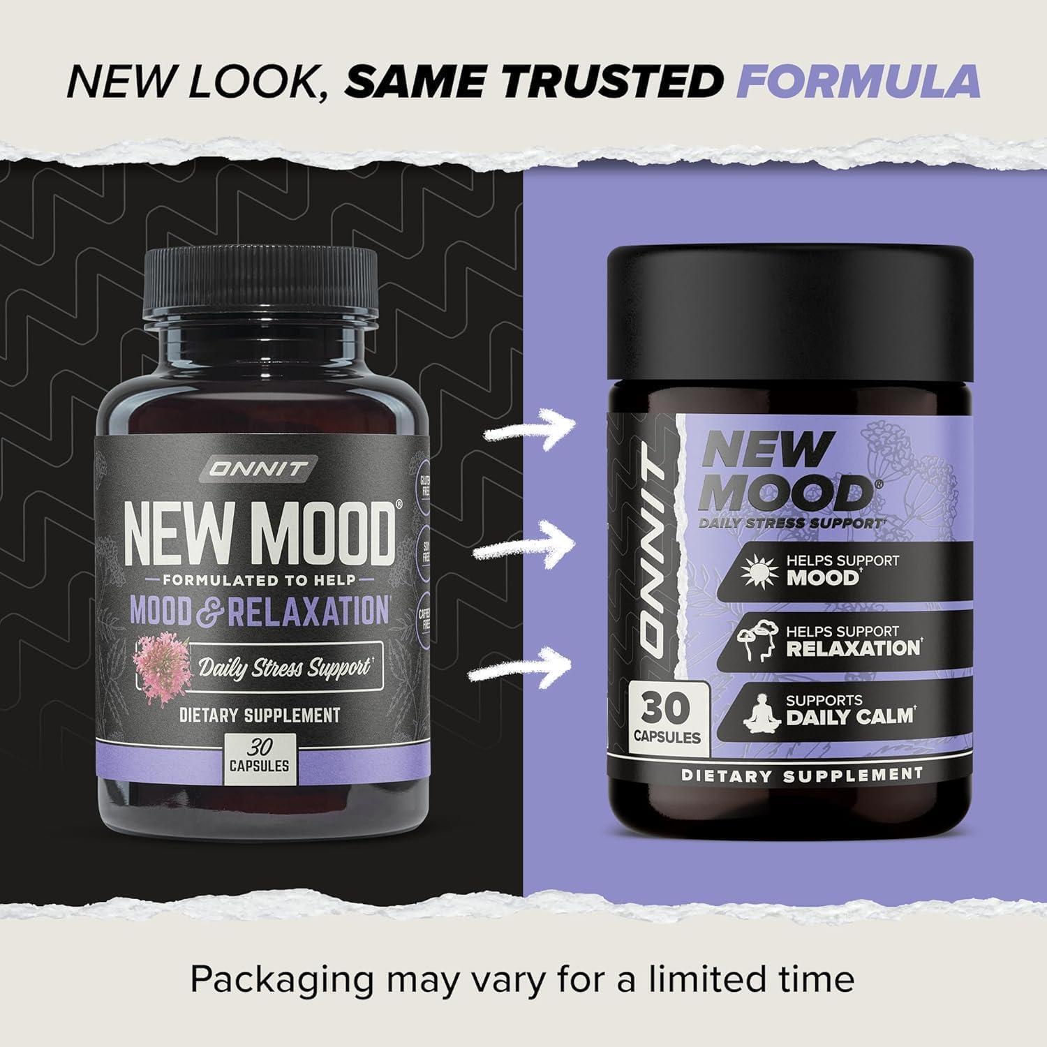 Onnit New Mood – Stress Relief, Sleep & Mood Support (30 Capsules) | Relax & Unwind Naturally