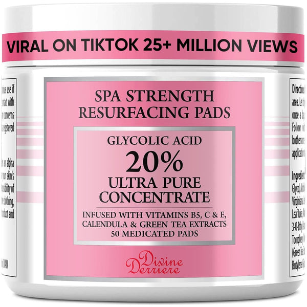 Divine Derriere Spa Strength Exfoliating Pads with Glycolic Acid 20% AHA - 50ml - Glam Global UKDivine Derriere
