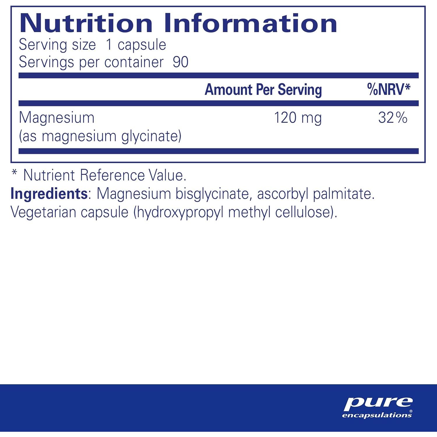 Pure Encapsulations - Magnesium (Glycinate) 120Mg - 90 Capsules