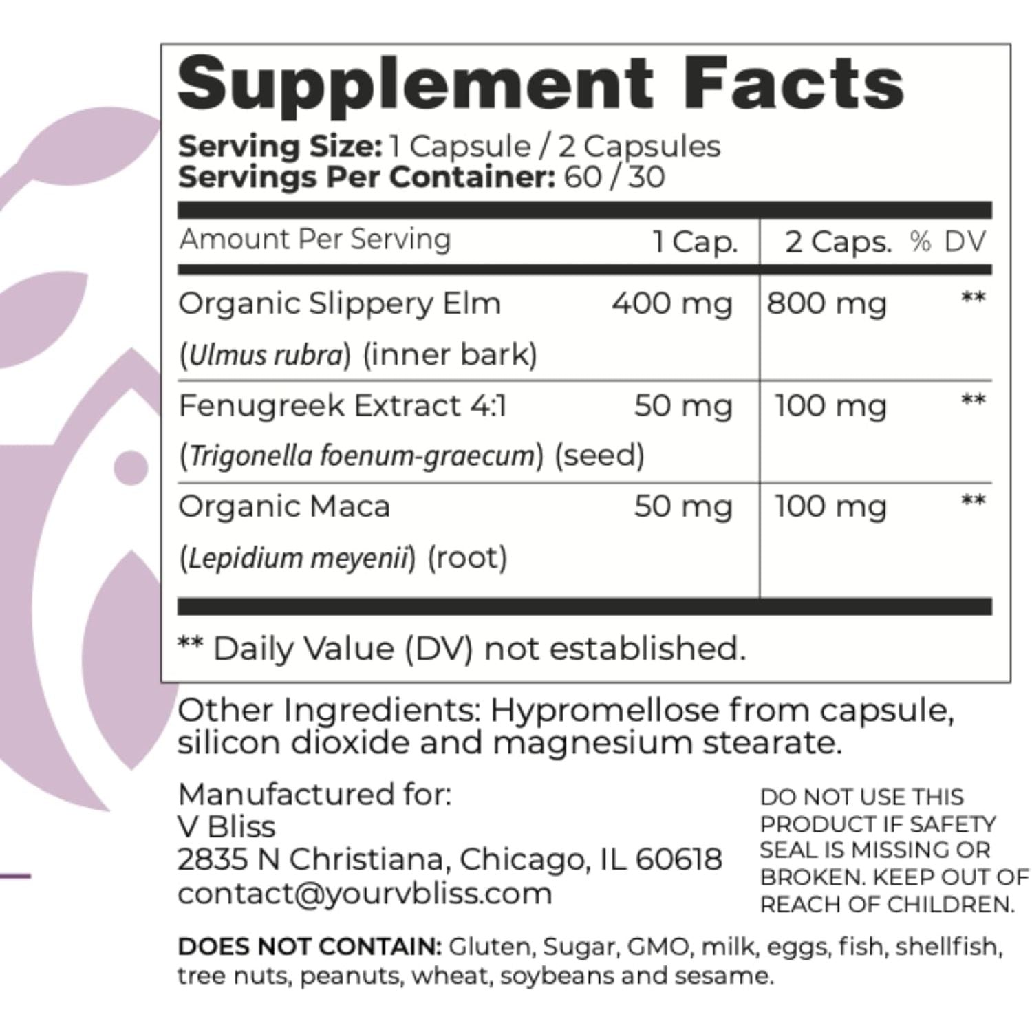 V Bliss Slippery Babe Vaginal Moisture – 60 Capsules | Fast-Acting Natural Hydration Support