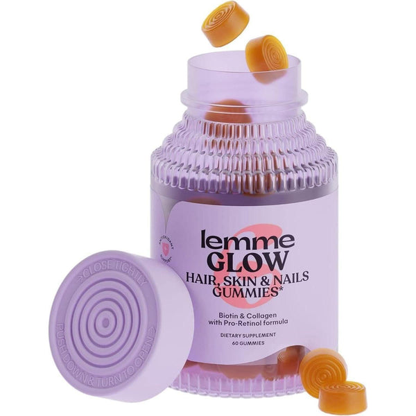 Lemme Glow Collagen Hair, Skin, & Nail Gummies Peach Flavor, 60 Ct. - Glam Global UKLemme