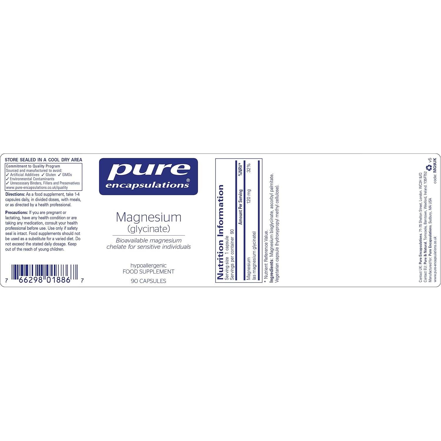 Pure Encapsulations - Magnesium (Glycinate) 120Mg - 90 Capsules