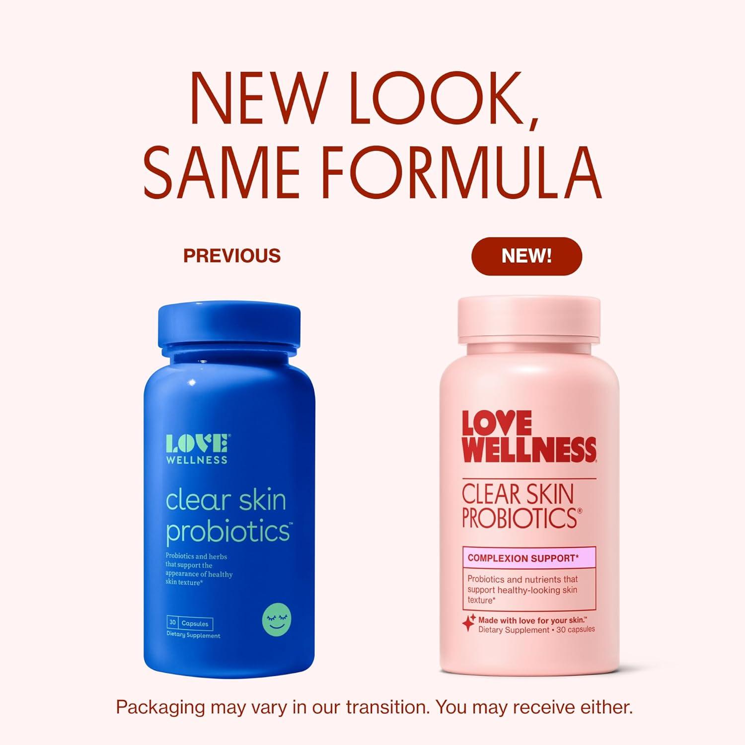 Love Wellness Clear Skin Probiotics – 30 Capsules | Gut-Skin Balance Supplement with Probiotics, Zinc & Chaste Tree for Clearer, Calmer Skin