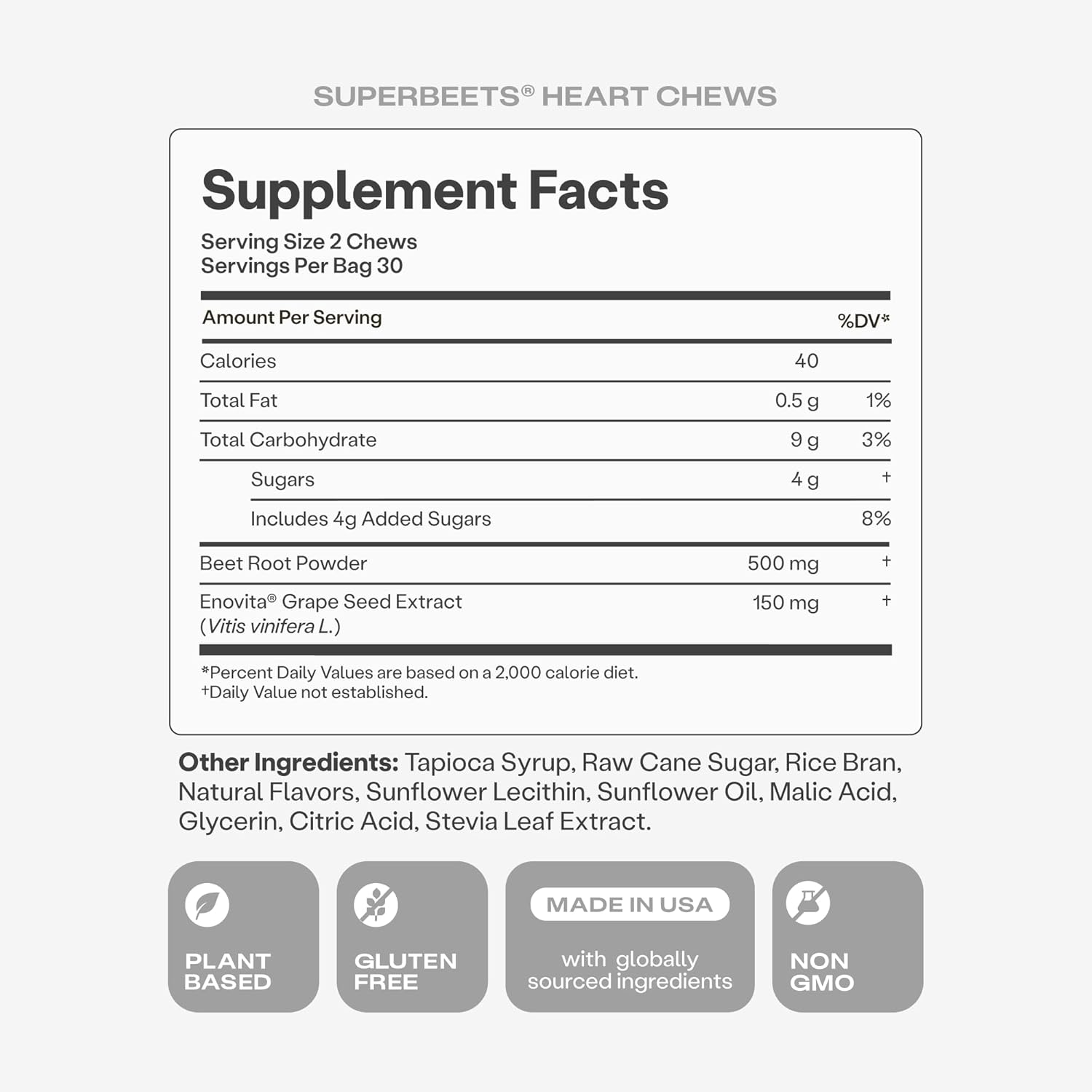 HumanN SuperBeets Heart Chews - Pomegranate Berry Flavor | 60 Chews