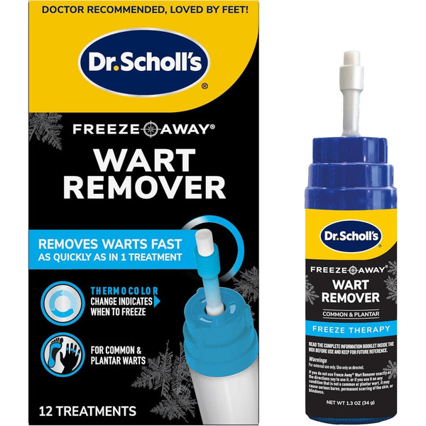 Dr. Scholl's Freeze Away Wart Remover – 12 Cryotherapy Treatments | Fast, Doctor-Recommended Wart Removal for Common & Plantar Warts