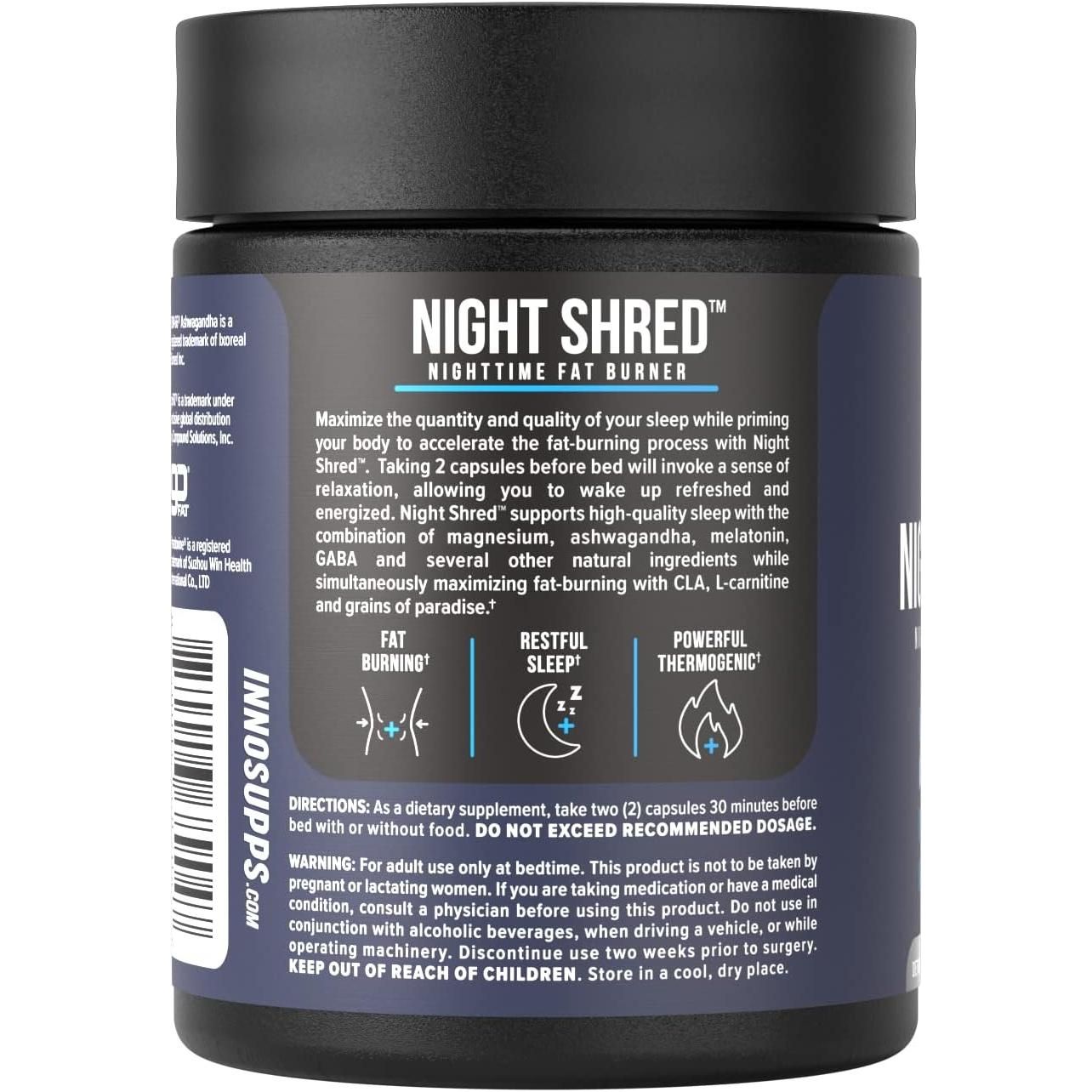 InnoSupps  Night Shred | Night Time Fat Burner and Natural Sleep Support (60 Vegetarian Capsules)